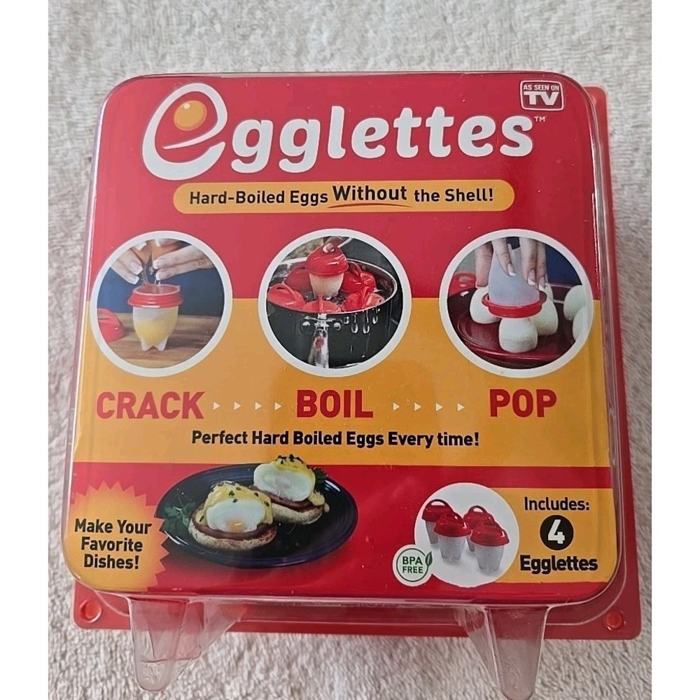 Egglets Hard-Boiled Eggs Without the Shell‎ 4 Included New in Box